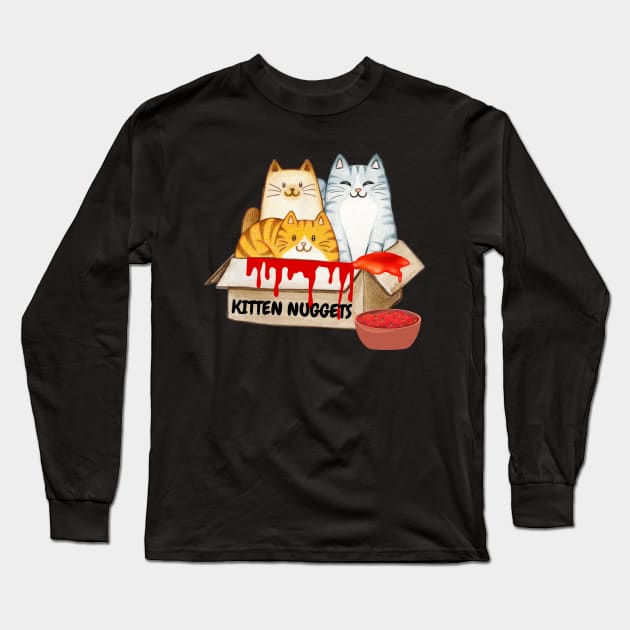 Kitten Nuggets Cat Lover Design Long Sleeve T-Shirt by Museflash